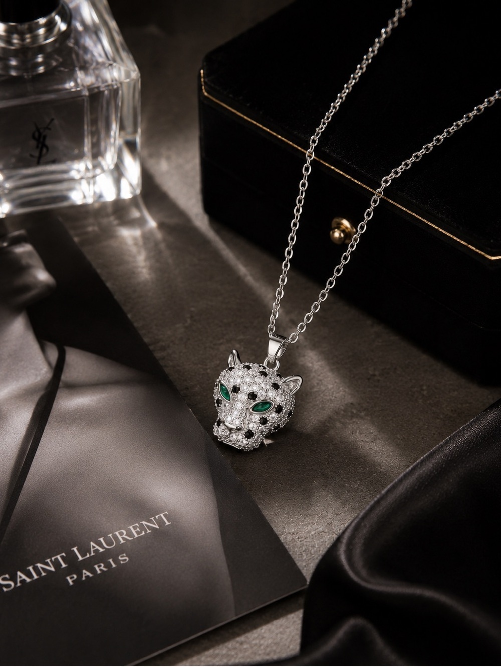 Silver Eclipse Panther Necklace
